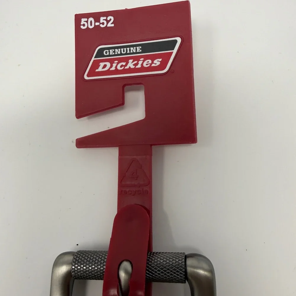 Dickies Mens Dark Brown All Leather Work Belt Silver Roller Buckle 50-52 Classic